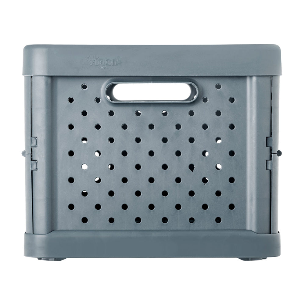Vigar Compact 11.3L Plastic Foldable Crate Home Office Storage Charcoal Black — image 3