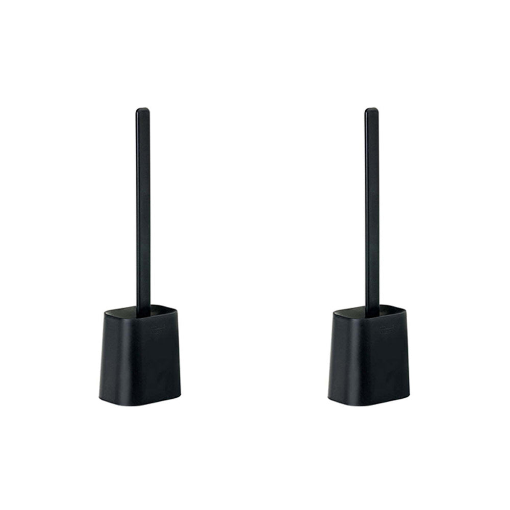Vigar Essential Rubber Eco Toilet Brush w/ Holder Bathroom Cleaner Set Black (2 Pack)