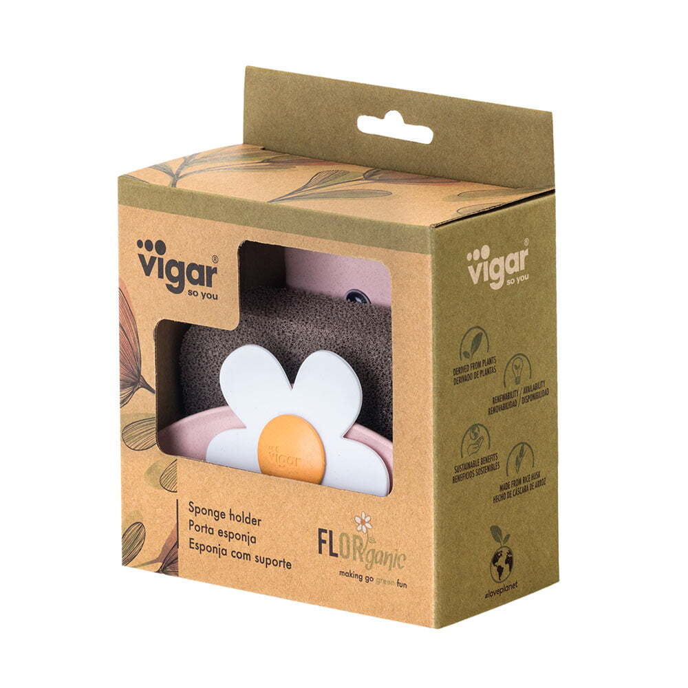 Vigar Florganic Wall Mounted Suction Holder w/ Sponge - Pink/Grey (2 Pack) — image 5