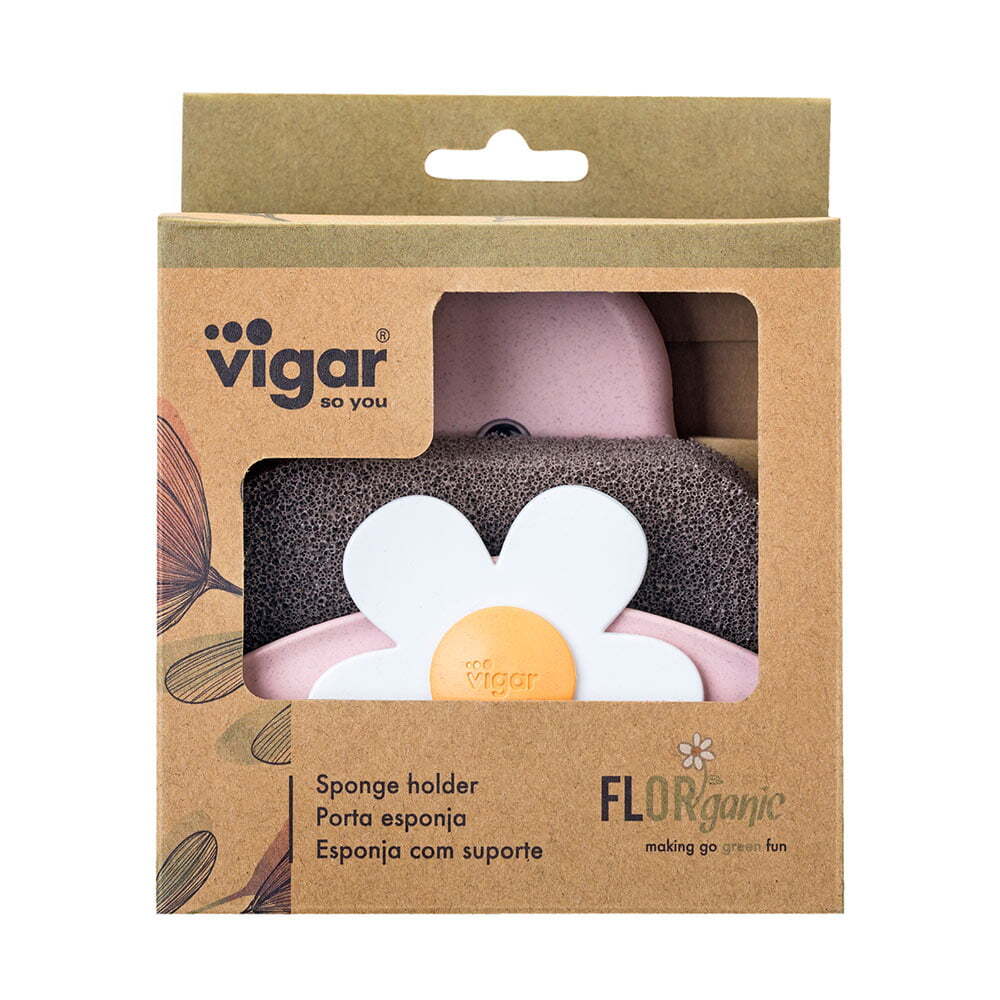 Vigar Florganic Wall Mounted Suction Holder w/ Sponge - Pink/Grey (2 Pack) — image 6