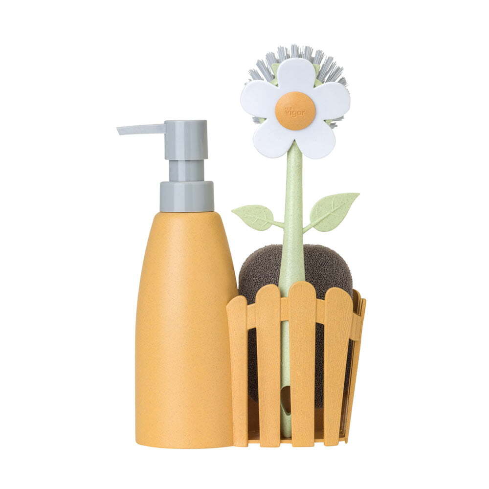 Vigar Florganic Brush/Sink Caddy/Sponge Set w/ 340ml Soap Dispenser Orange (4 Pieces)
