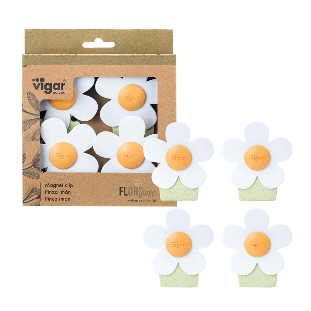 Vigar Florganic Fridge Magnet Clip Home Document Kitchen Organiser Holder (4 Pieces)