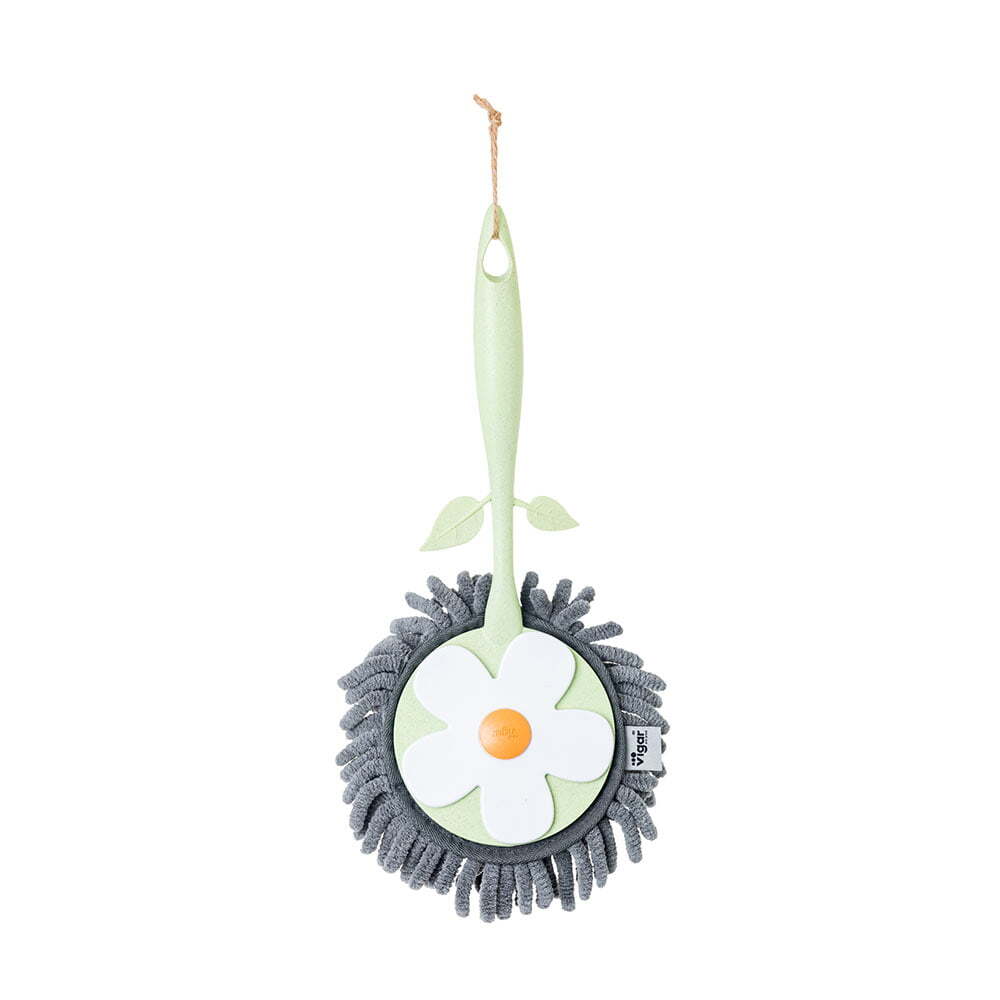 Vigar Florganic Round Microfibre Duster Home/Room Sweeping Cleaner Green/Grey