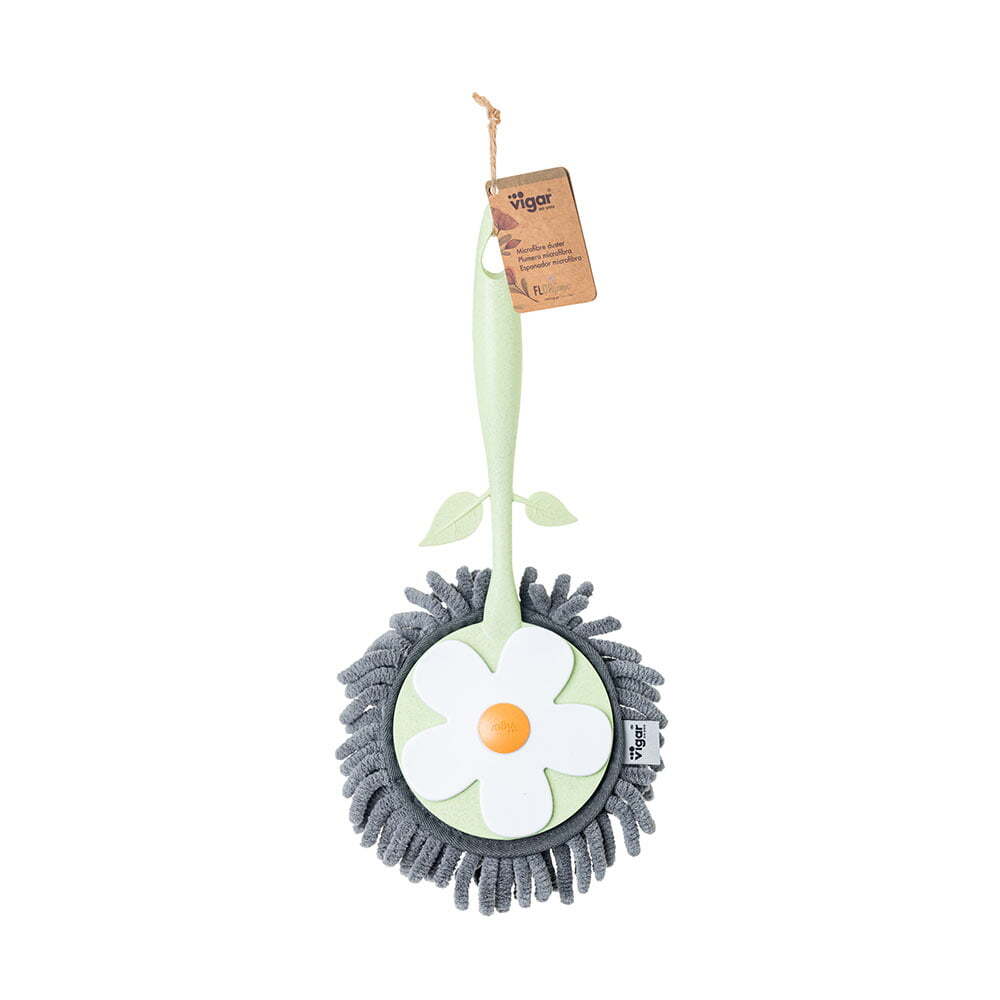 Vigar Florganic Round Microfibre Duster Home/Room Sweeping Cleaner Green/Grey — image 2