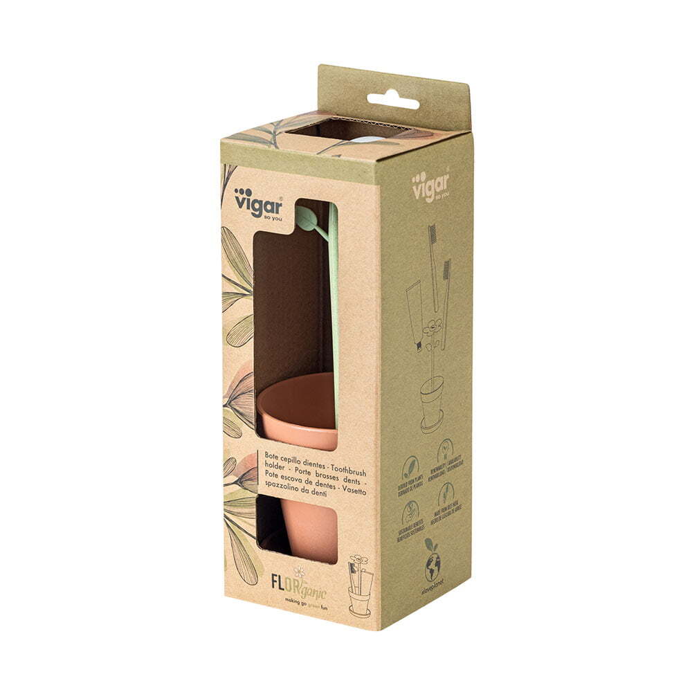 Vigar Florganic Toothbrush/Toothpaste Holder Storage Bathroom Organiser Brown Te — image 4