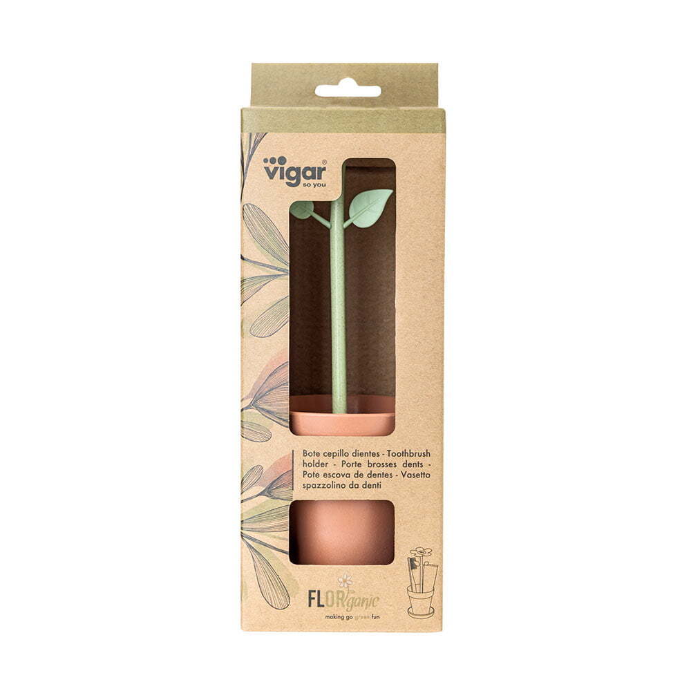 Vigar Florganic Toothbrush/Toothpaste Holder Storage Bathroom Organiser Brown Te — image 3