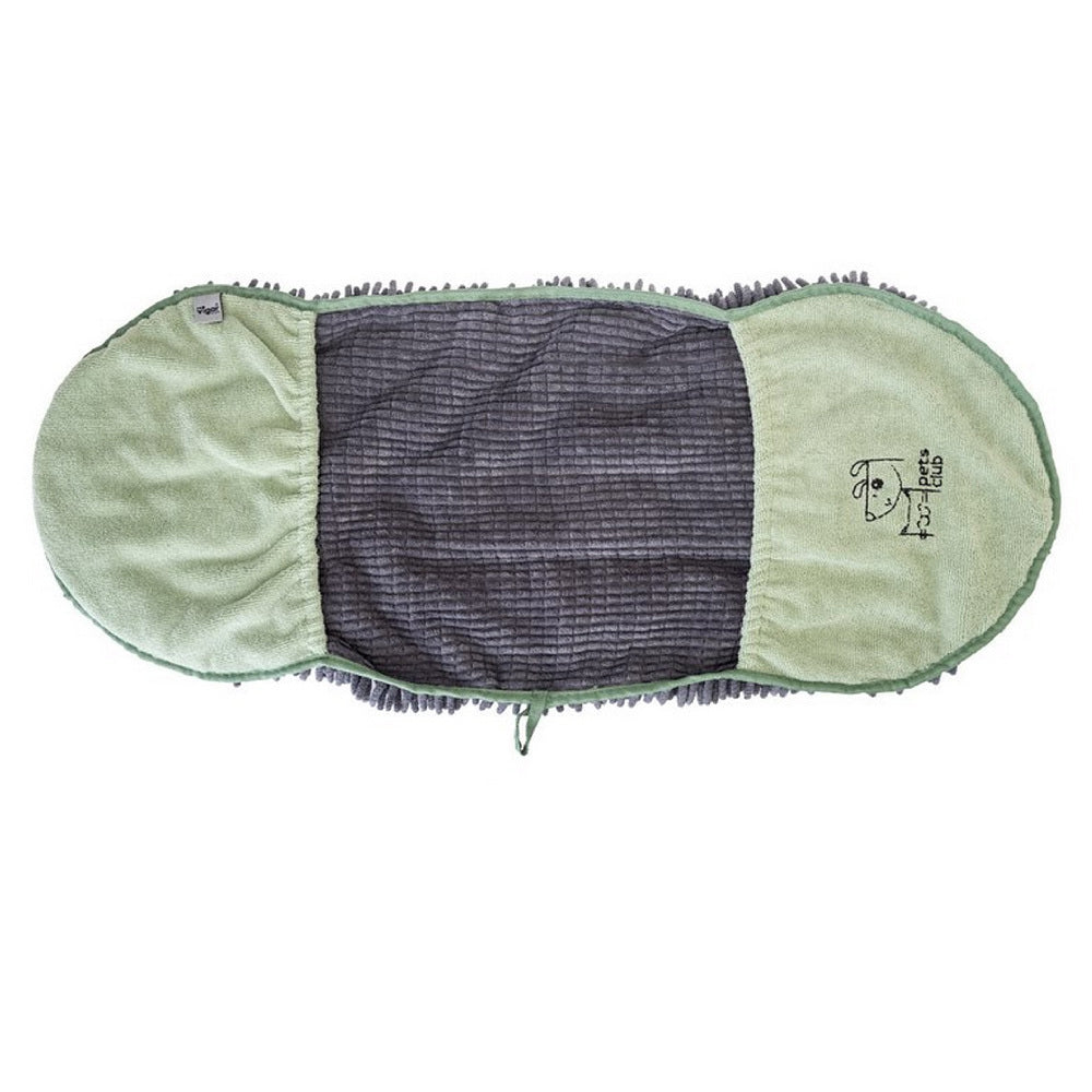 Vigar Pets Club Microfibre Cat/Dog Noodles Towel Bath Quick Drying Green/Grey