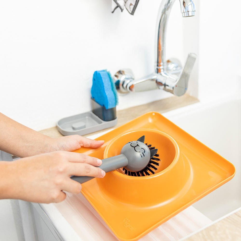 Vigar 3pc Vigar Pets Club Cat Sink Caddy Dish Brush/Scourer w/ Tray Cleaner Set (2 Pack) — image 4