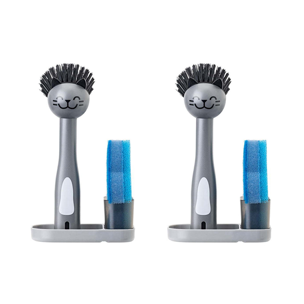 Vigar 3pc Vigar Pets Club Cat Sink Caddy Dish Brush/Scourer w/ Tray Cleaner Set (2 Pack)