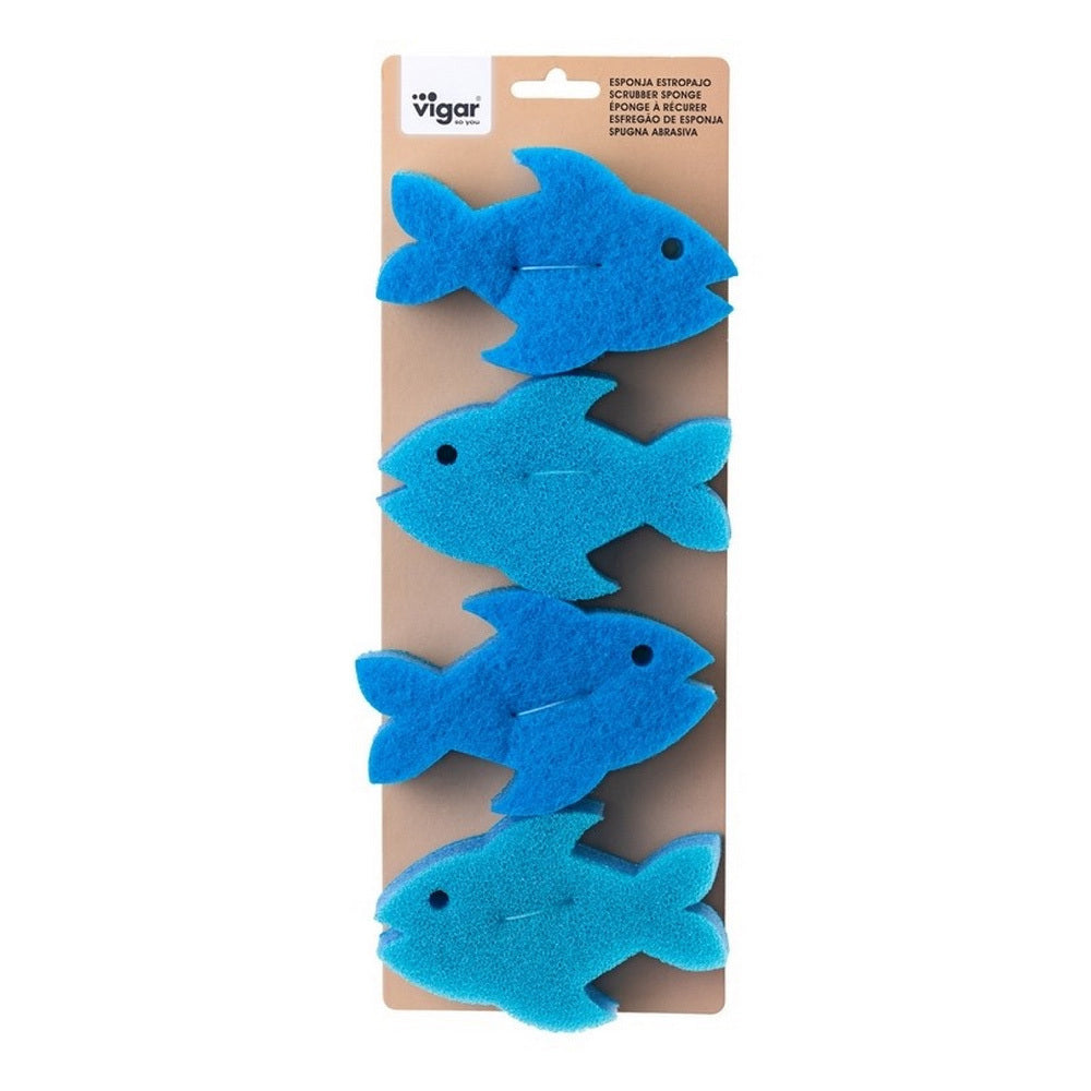 Vigar Pets Club 12cm Fish Scrubber Sponge Cleaning Set Blue For Cat Bowl (12 Pieces) — image 4