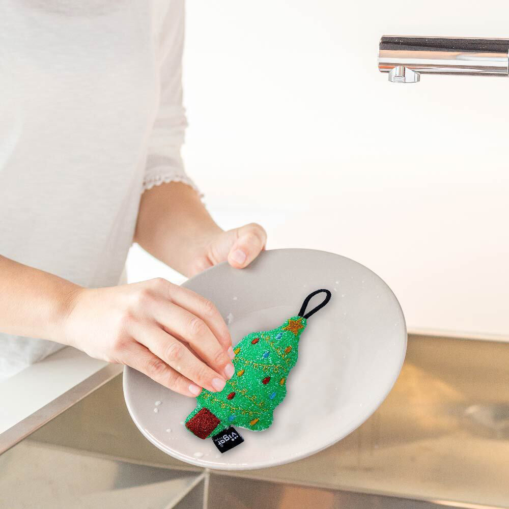 Vigar Dish Scrubber Sponge Set Tree Design Scratch Safe 17cm Assorted (3 Pieces) — image 4