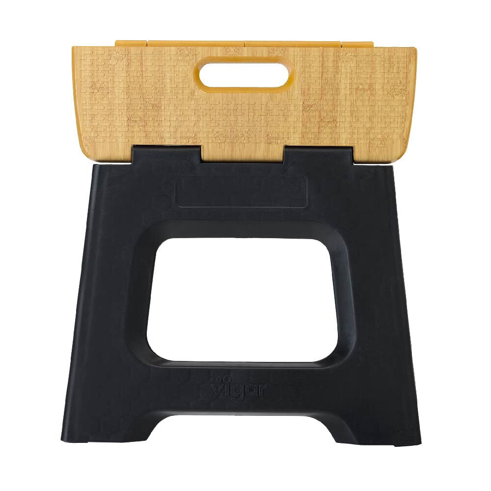 Vigar Compact Non Slip Bamboo On Top Foldable Stool/Step Black 27cm 150kg — image 3