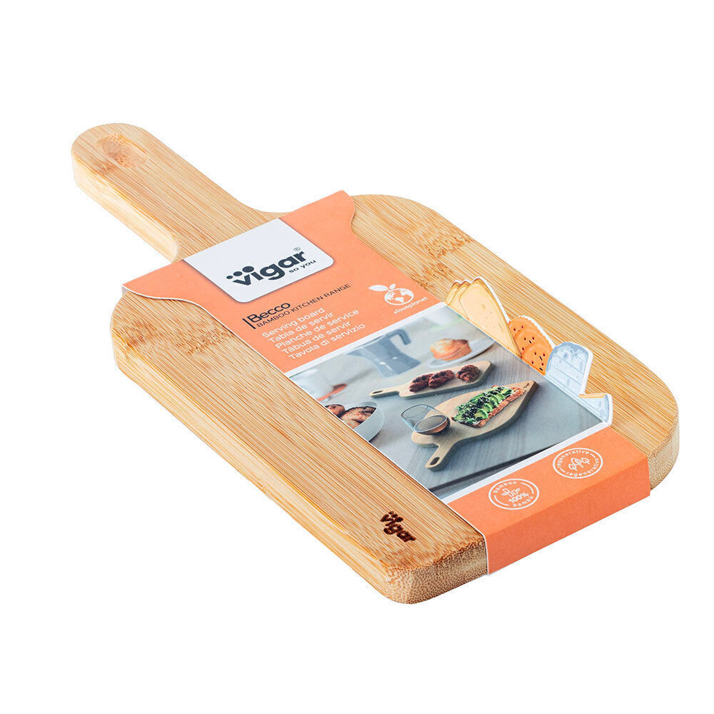 Vigar Becco Bamboo Serving Snack Cheese Board w/ Handle Small (2 Pack) — image 3