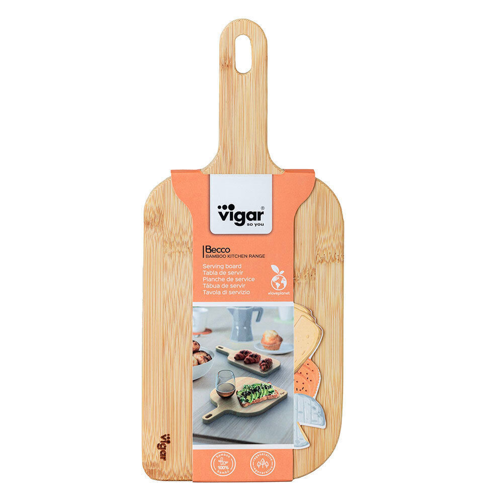 Vigar Becco Bamboo Serving Snack Cheese Board w/ Handle Small (2 Pack) — image 4
