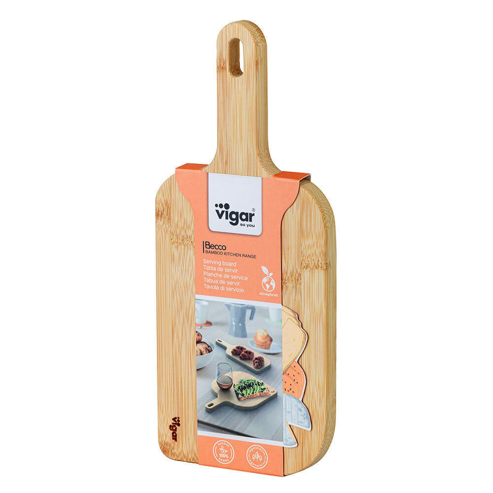 Vigar Becco Bamboo Serving Snack Cheese Board w/ Handle Small (2 Pack) — image 5