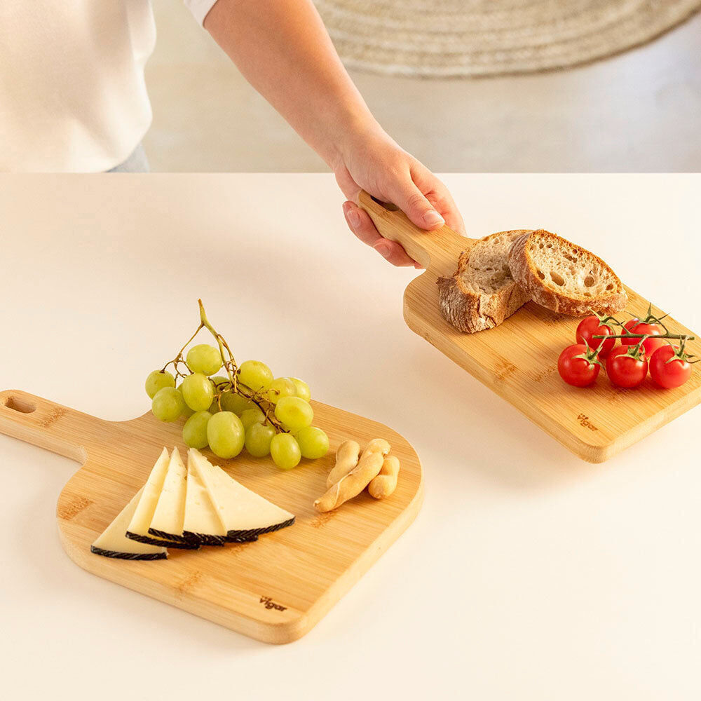 Vigar Becco Bamboo Serving Snack Cheese Board w/ Handle Small (2 Pack) — image 6