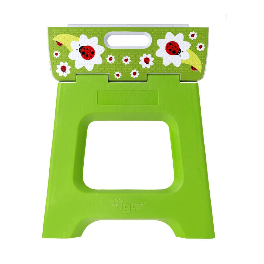 Vigar Compact Foldable 32cm Plastic Step Stool Outdoor/Kitchen Ladybug on Top — image 3