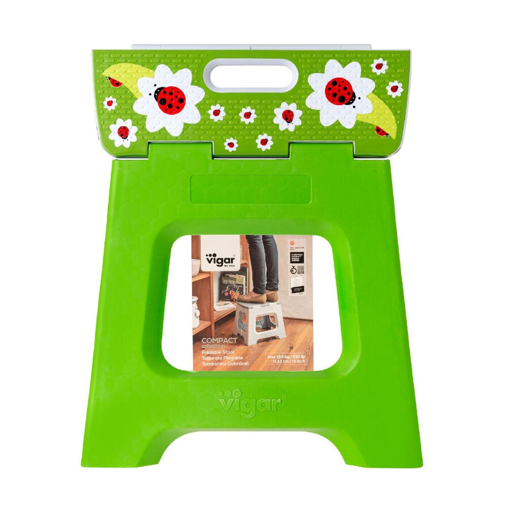 Vigar Compact Foldable 32cm Plastic Step Stool Outdoor/Kitchen Ladybug on Top — image 2