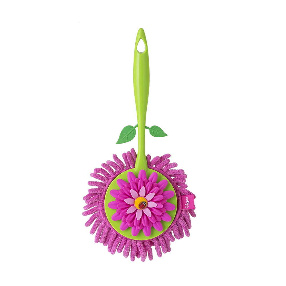 Vigar Flower Power Round Microfibre Cleaning Duster Home/Kitchen Cleaner Pink (2 Pack) — image 2