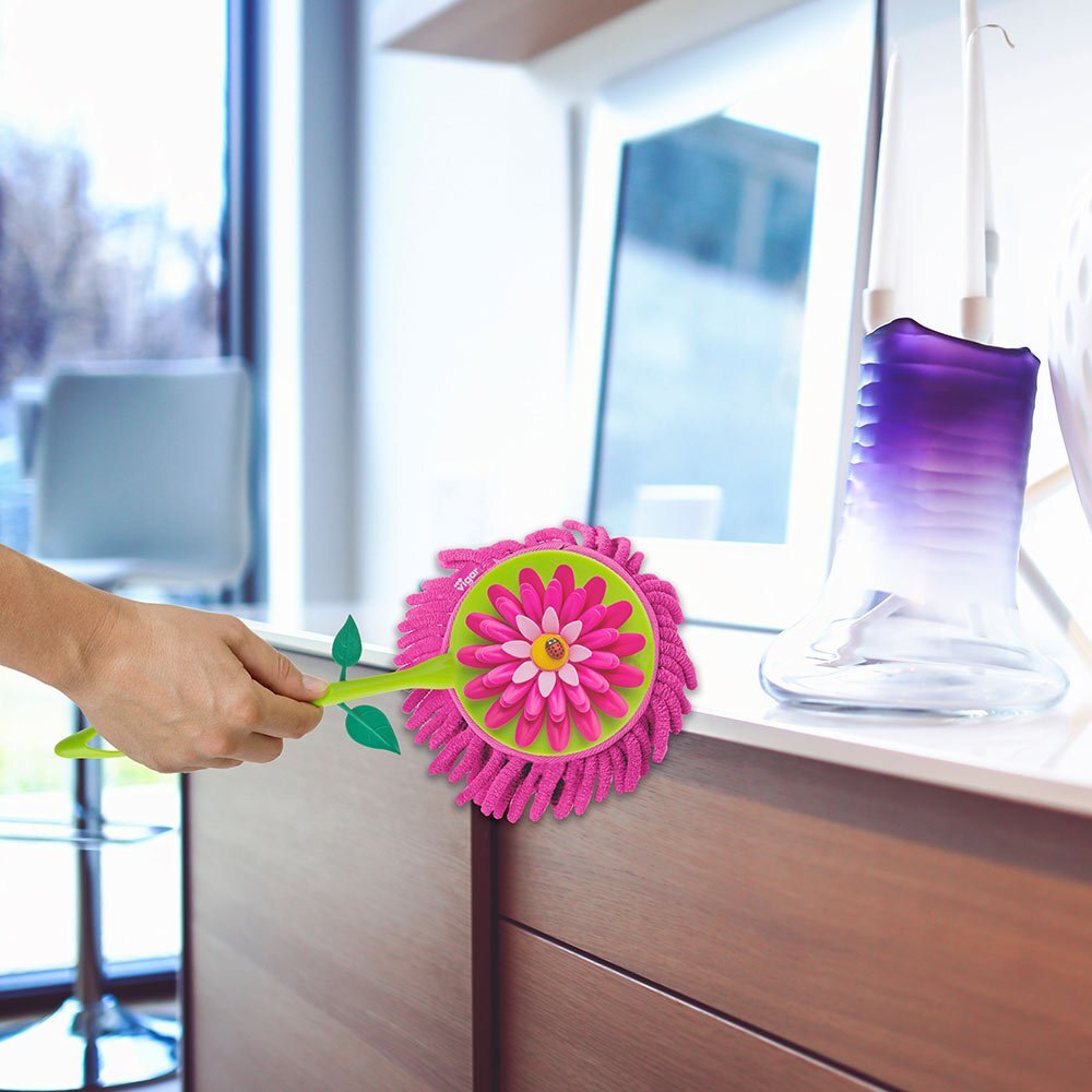 Vigar Flower Power Round Microfibre Cleaning Duster Home/Kitchen Cleaner Pink — image 3