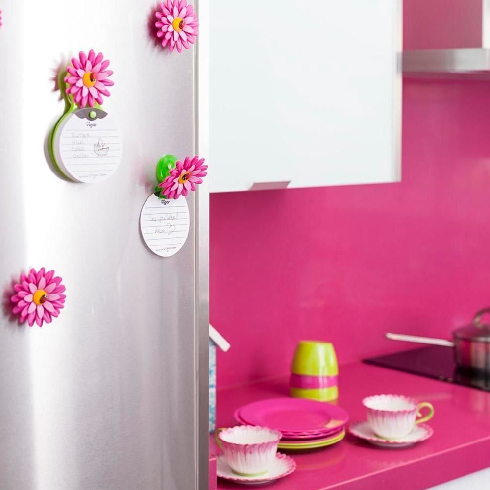 Vigar 3pc Vigar Compact Flower Power Refrigerator Fridge Magnet Office Decor Pink (2 Pack) — image 6