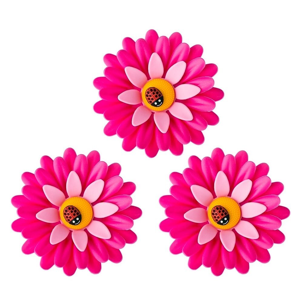 Vigar 3pc Vigar Compact Flower Power Refrigerator Fridge Magnet Office Decor Pink (2 Pack) — image 2