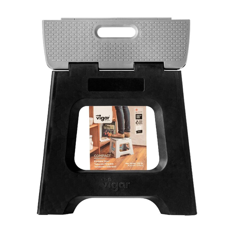Vigar Compact Foldable 32cm Plastic Step Stool Outdoor/Kitchen Chair Black/Grey — image 2