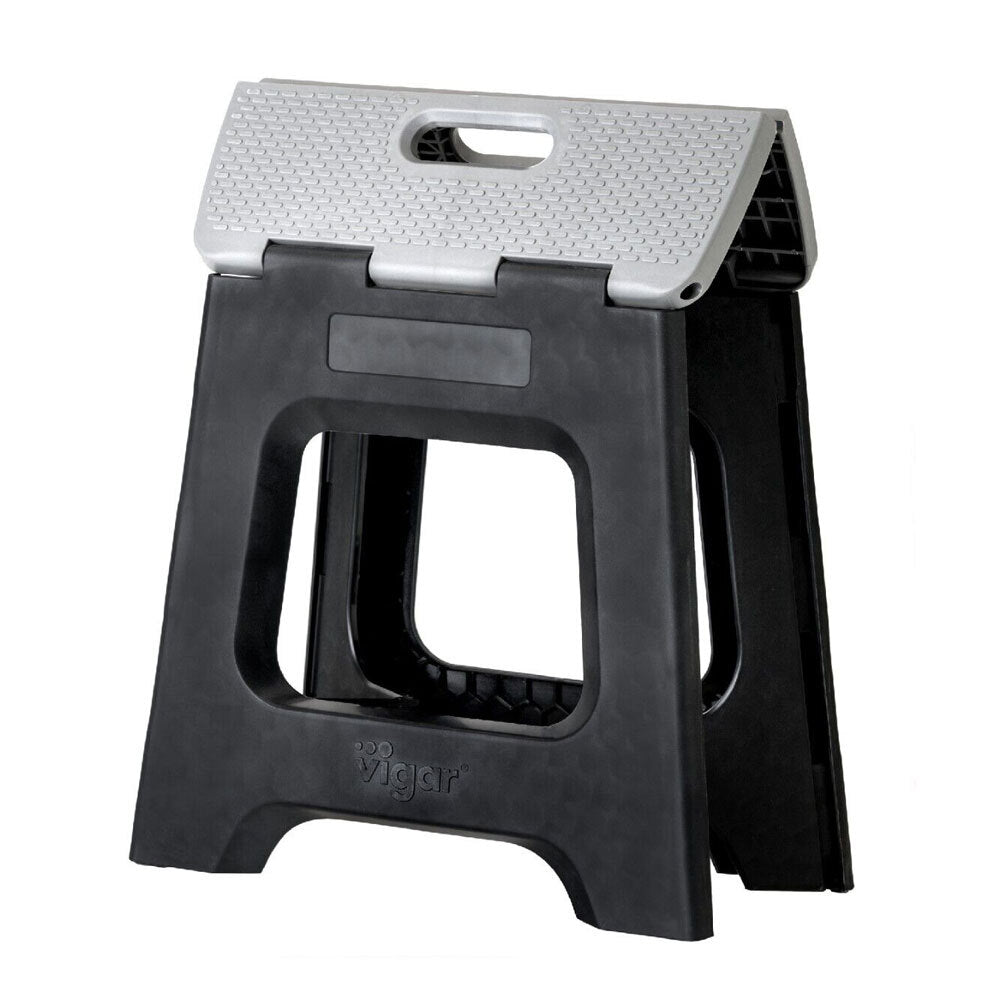 Vigar Compact Foldable 32cm Plastic Step Stool Outdoor/Kitchen Chair Black/Grey — image 3