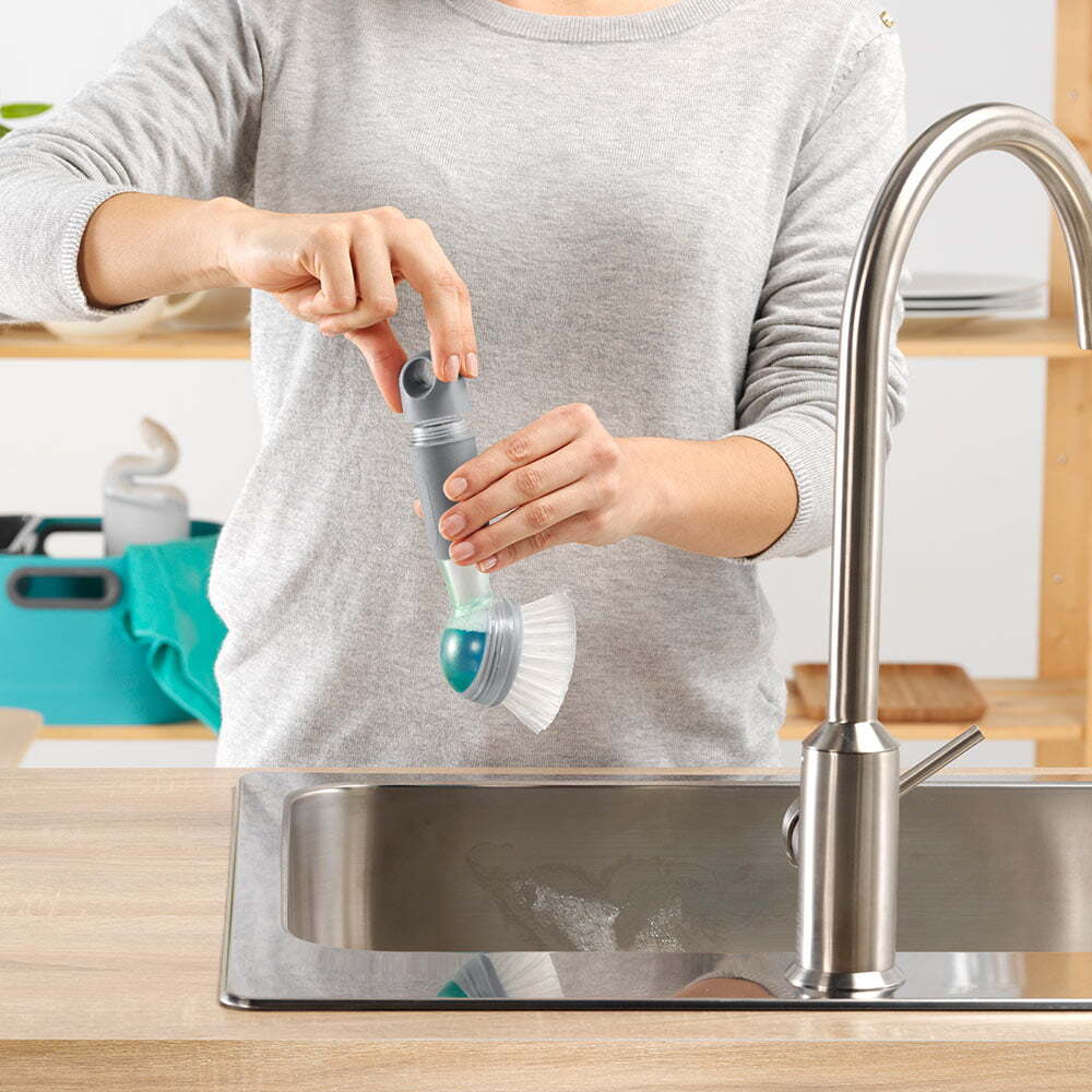 Vigar Rengo Soap Dispensing Dishwashing Brush Pot/Dish Cleaner Scrubber Grey (2 Pack) — image 8