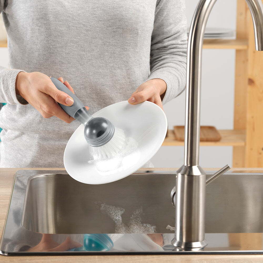 Vigar Rengo Soap Dispensing Dishwashing Brush Pot/Dish Cleaner Scrubber Grey (2 Pack) — image 9