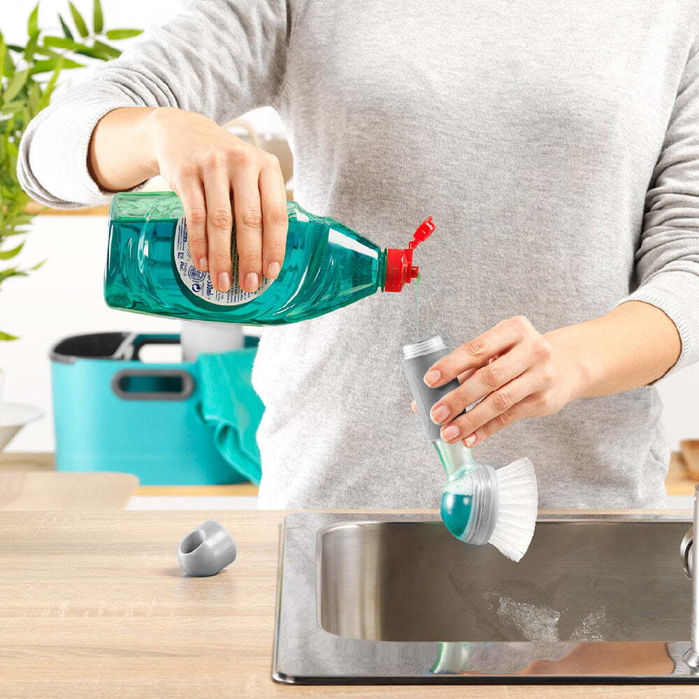 Vigar Rengo Soap Dispensing Dishwashing Brush Pot/Dish Cleaner Scrubber Grey (2 Pack) — image 7