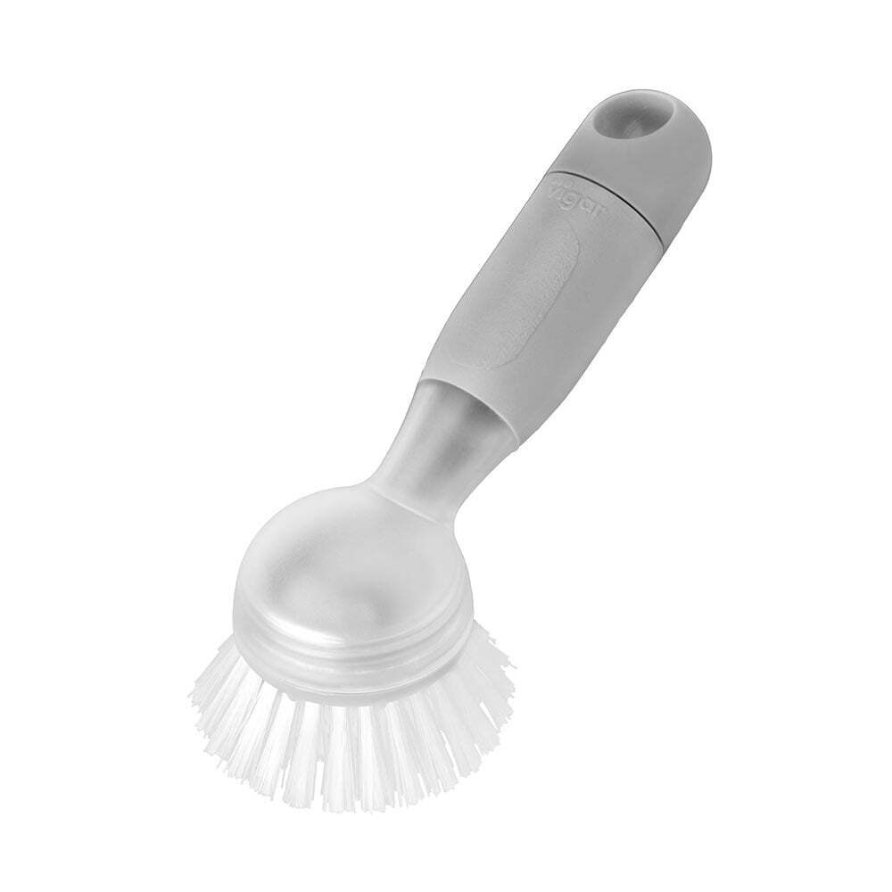 Vigar Rengo Soap Dispensing Dishwashing Brush Pot/Dish Cleaner Scrubber Grey