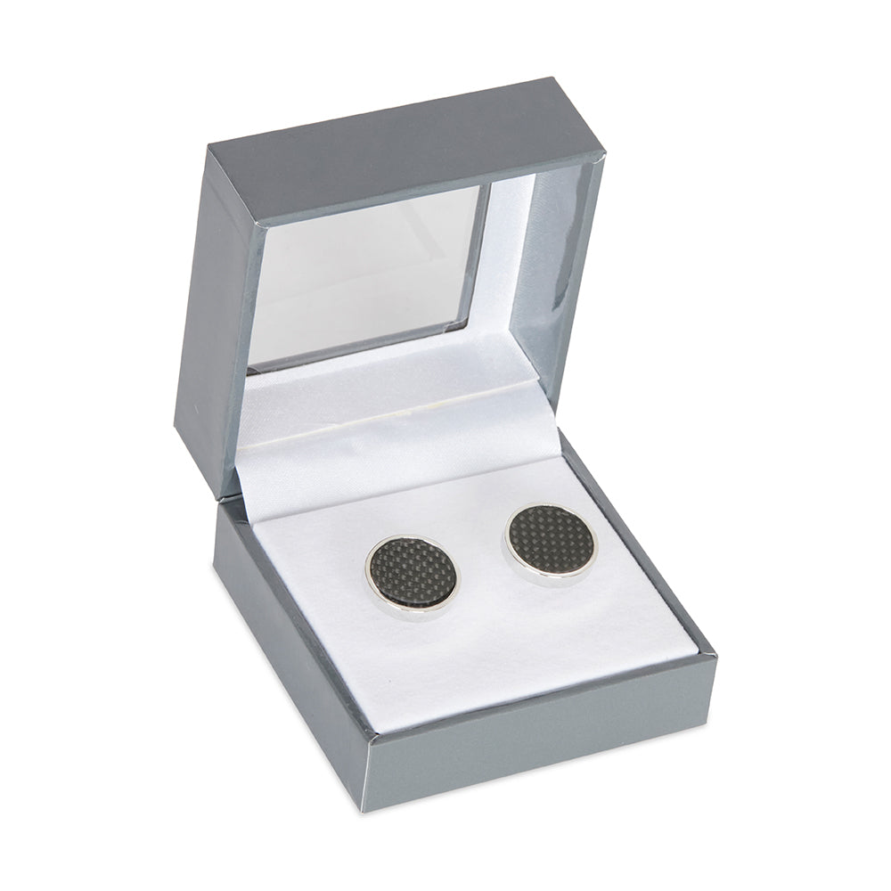 Van Heusen Men's Black Circle Round T-Bar Cufflinks Business Accessory Silver — image 2