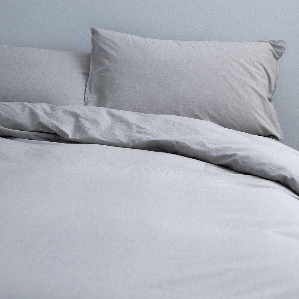 Canningvale Vintage Softwash Size Double Quilt Cover Set Smokey Grey Melange