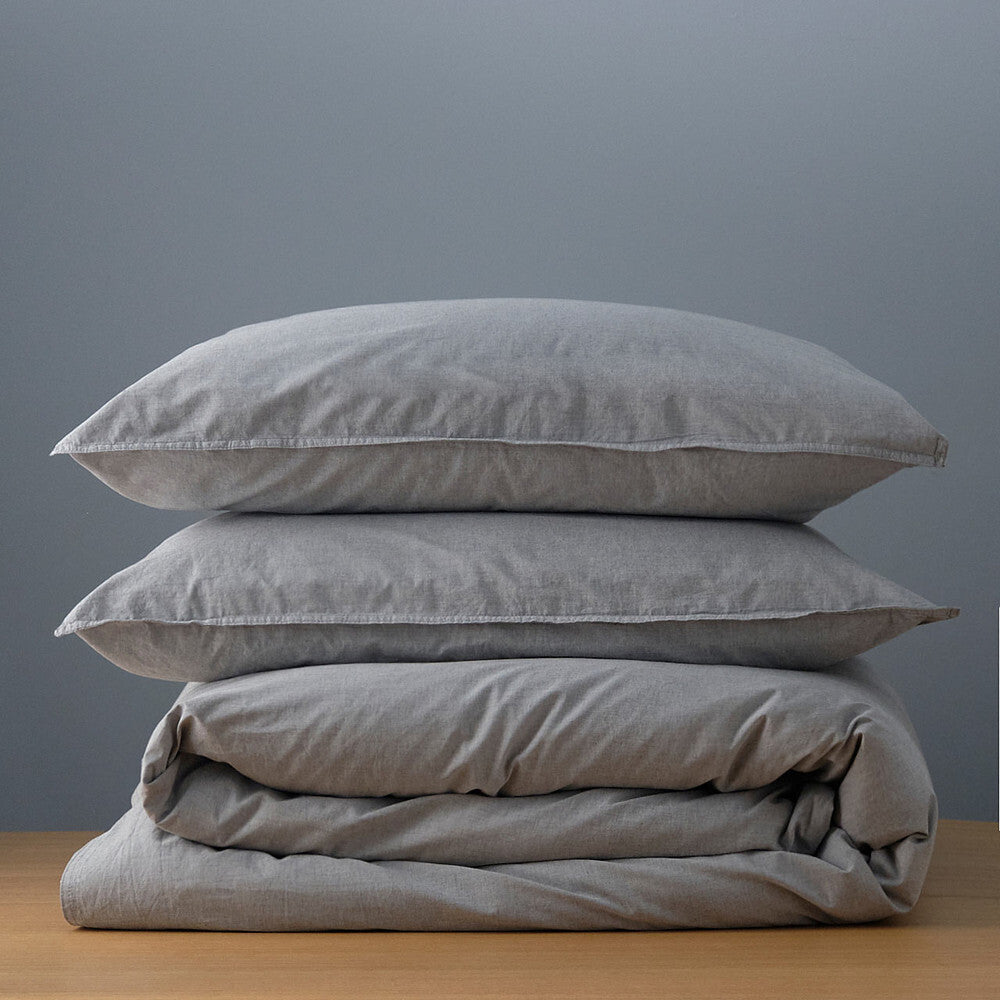 Canningvale Vintage Softwash Size Double Quilt Cover Set Smokey Grey Melange — image 4