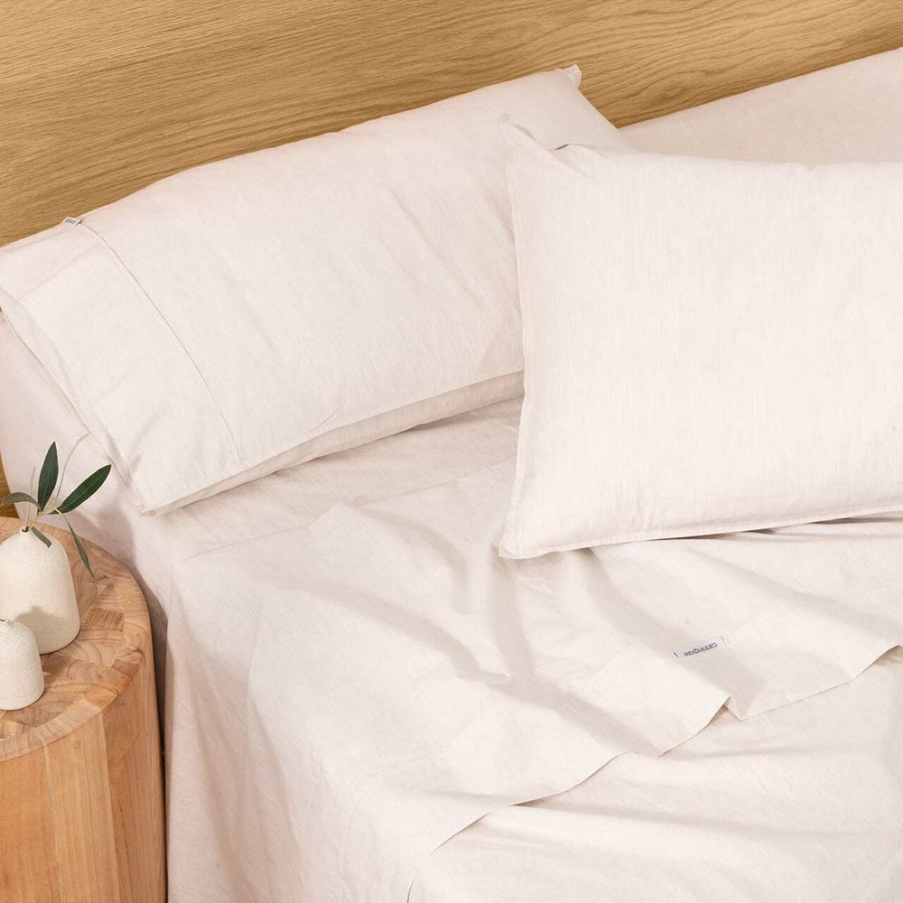 Canningvale King Classic Vintage Softwash Soft Cotton Sheet Set Oatmeal Melange — image 2