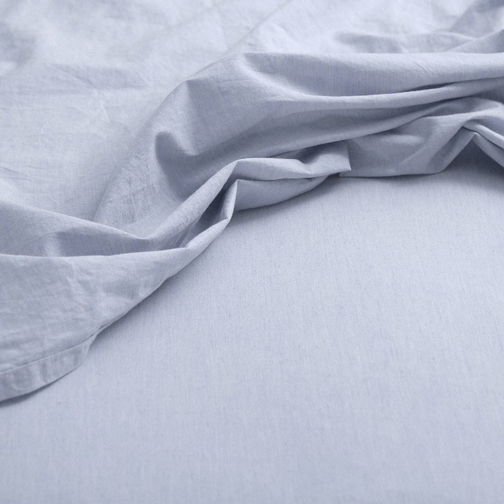 Canningvale Vintage Softwash Size Super King Cotton Sheet Set Misty Blue Melange — image 2