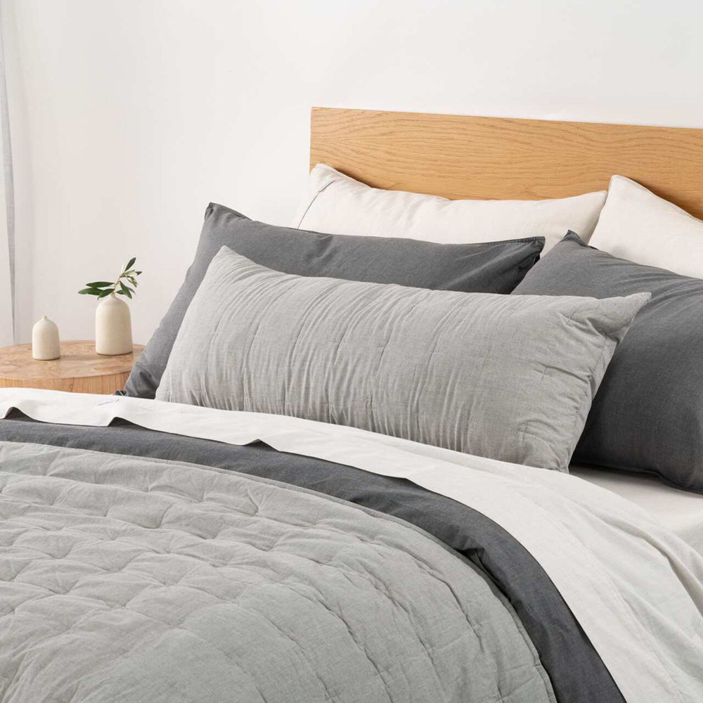 Canningvale Vintage Softwash Cotton Durable Soft Lumbar Cushion Grey Melange — image 4