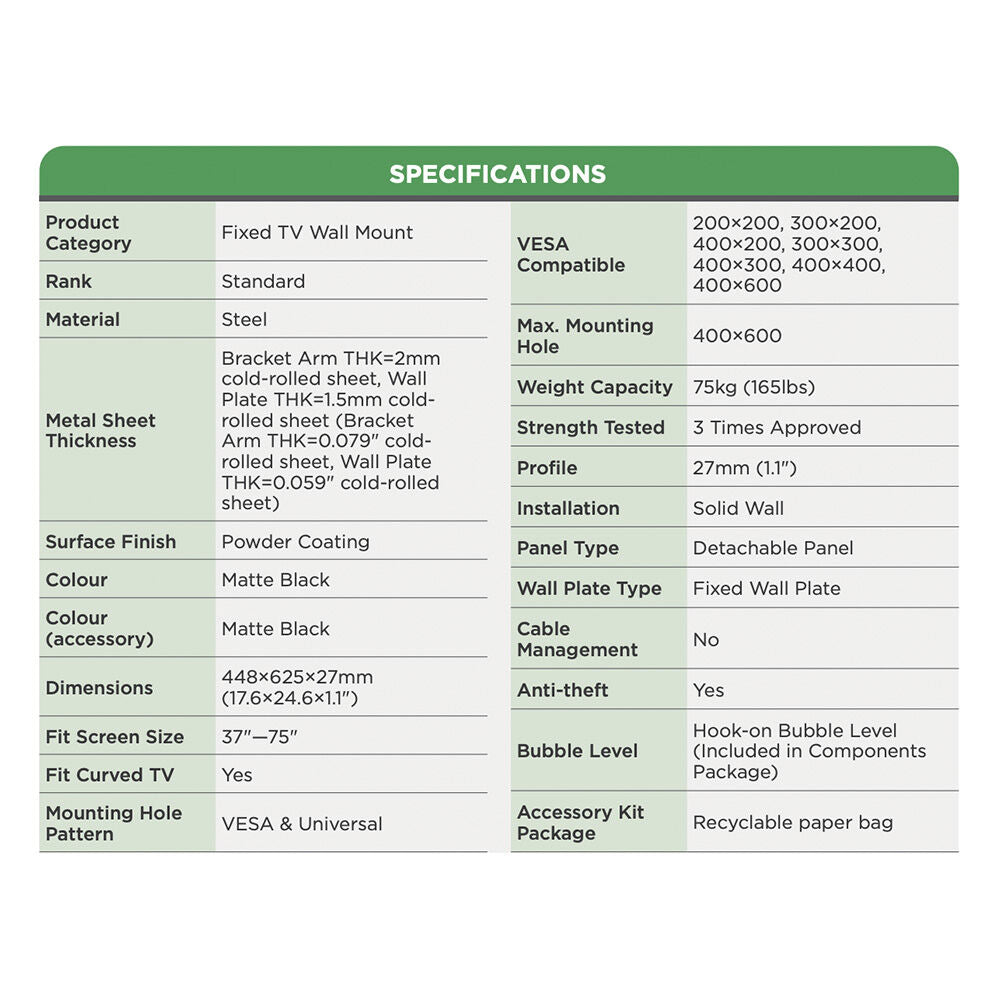 Verdante 37"-75" Anti Theft Fixed Portrait Lockable Digital Signage TV Mount — image 3