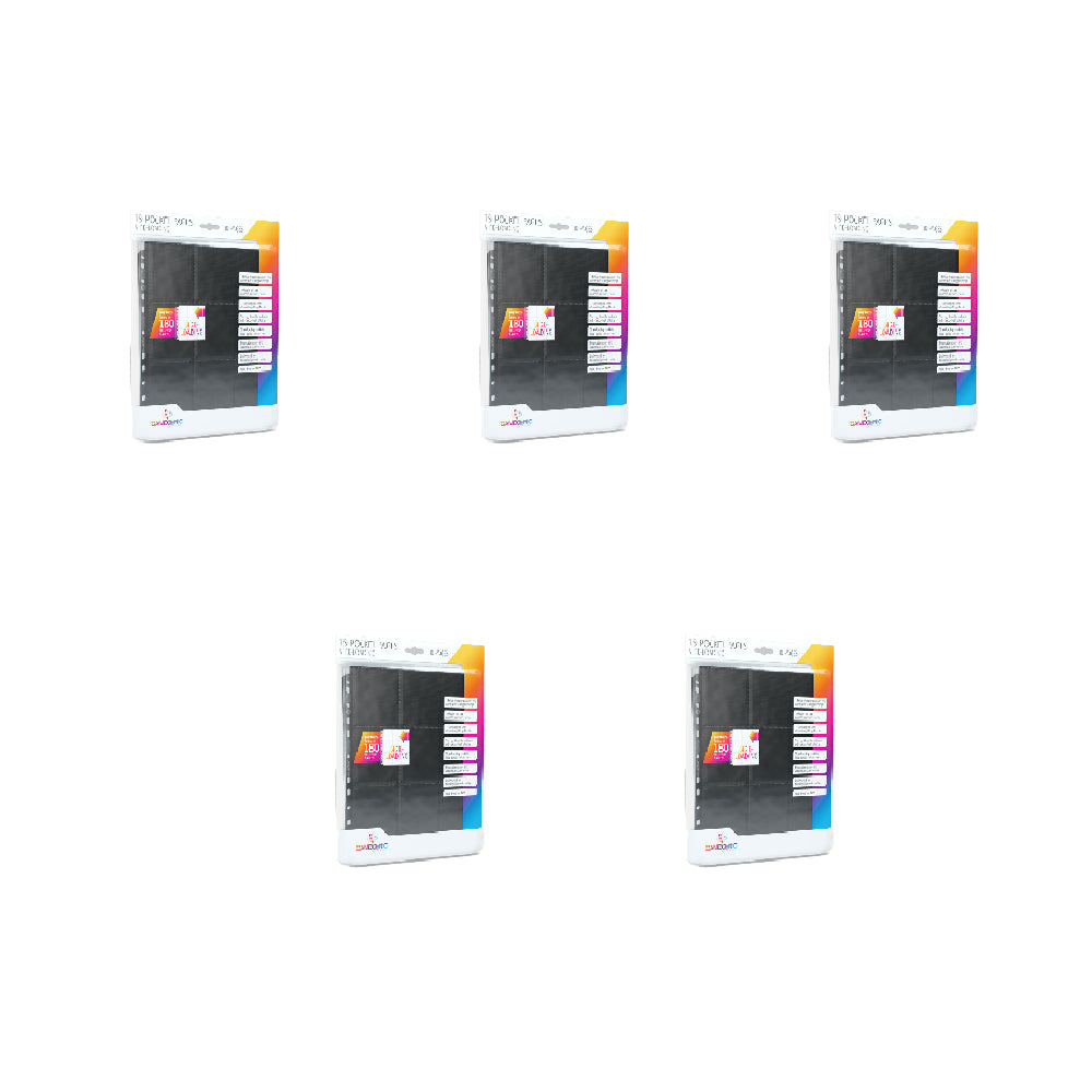 Gamegenic 10 Pcs Gamegenic Sideloading 18 Pocket Pages Pack Black Tcg/ccg Accessory (5 Pack)