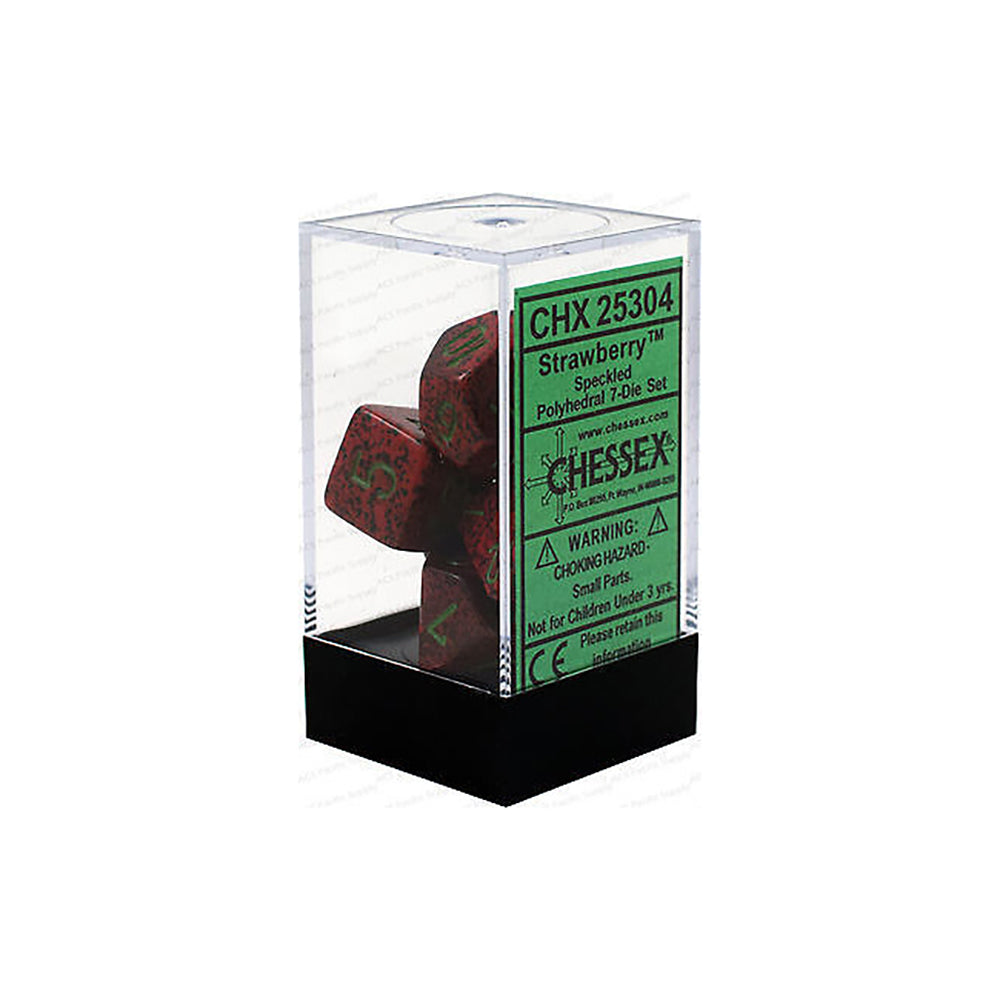 Chessex 7pc Chessex Speckled Strawberry Polyhedral Roleplay Game Dice Set Red/Green (4 Pack) — image 2