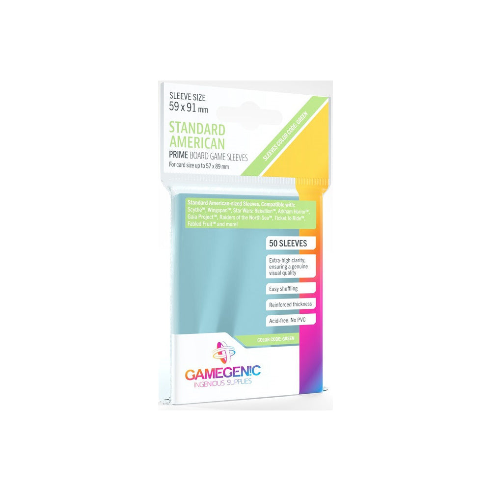 Gamegenic Sleeves Green Standard American-Sized 59x91mm Gaming Accessory (50 Pieces)