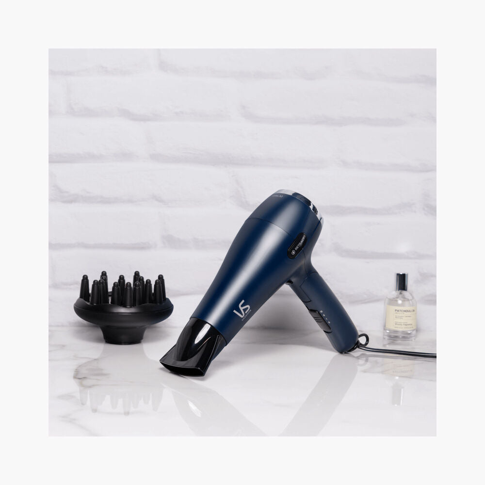 VS Sassoon Cord-Keeper Dry & Style Compact Hair Blow Dryer Styling Tool Blue — image 2