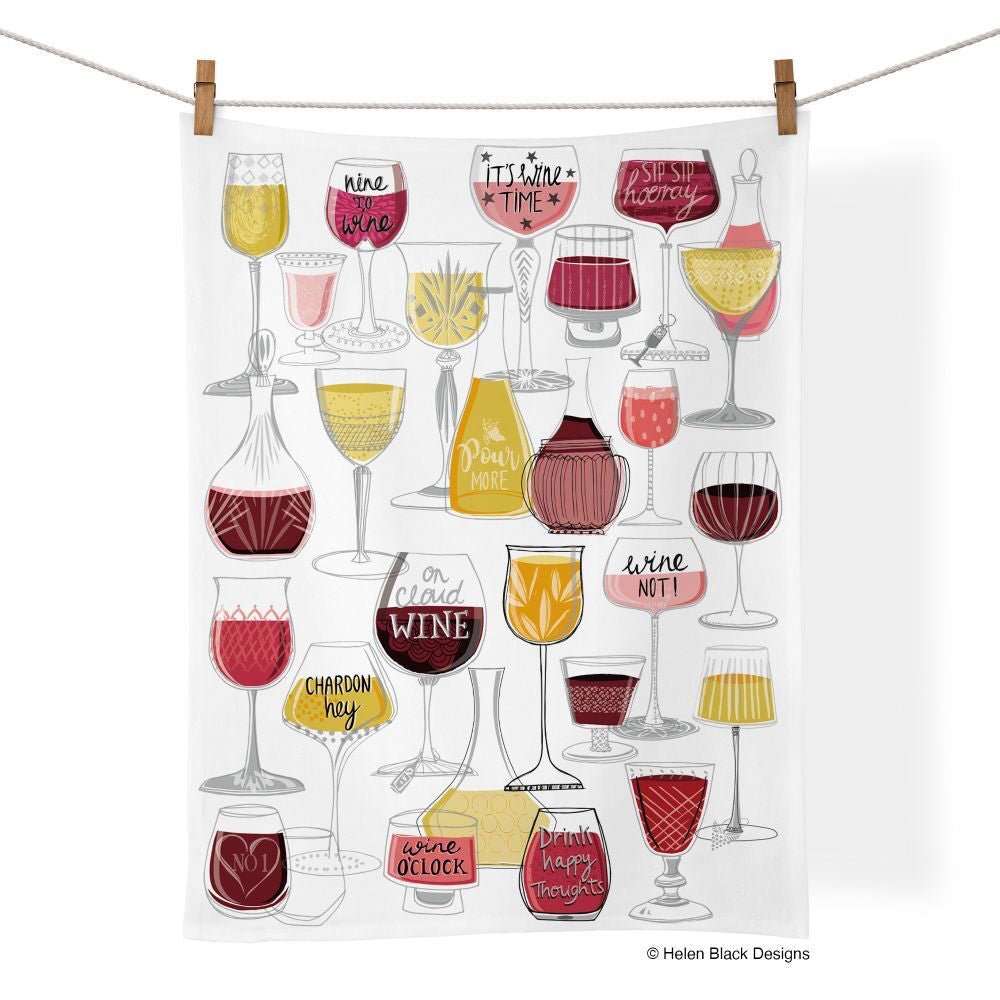 Werkshoppe Cotton Kitchen Tea Towel Drying Dish Cloth 53.5x71cm Wine Time