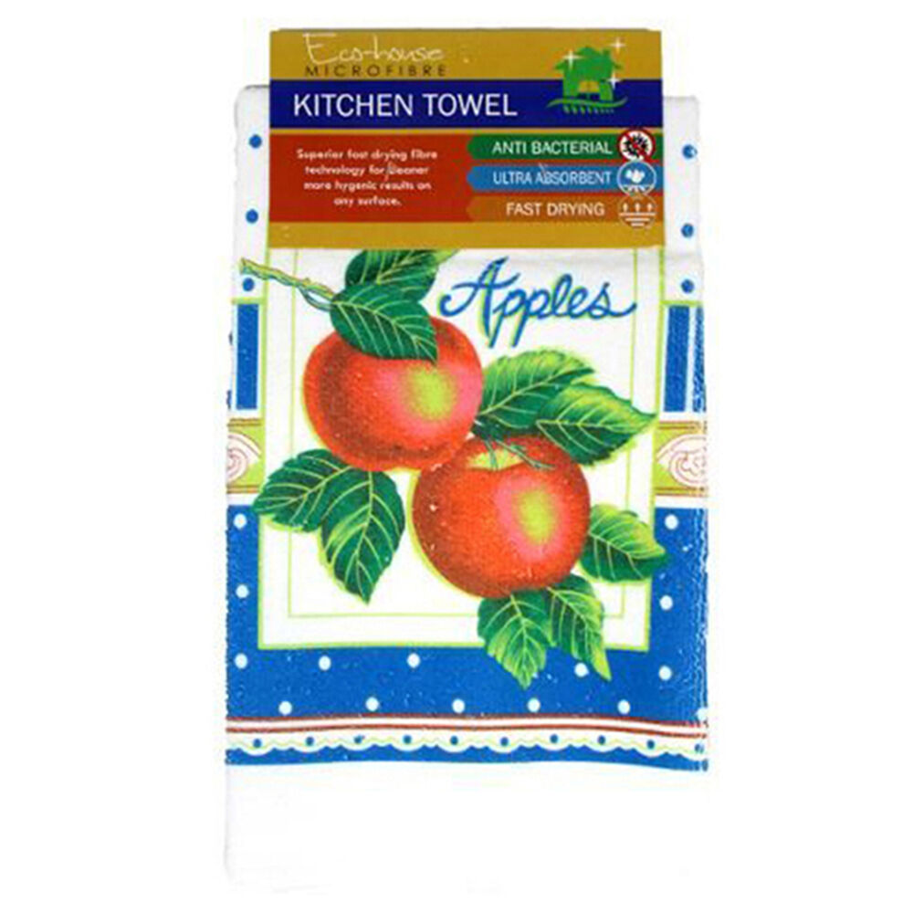 Ecohouse Microfibre Anti Bacterial Absorbent Fast Drying Kitchen Towels Assorted