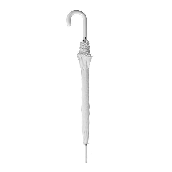 Clifton Single Frill Wedding Stick Umbrella Wood Style Wind Resistant White — image 2