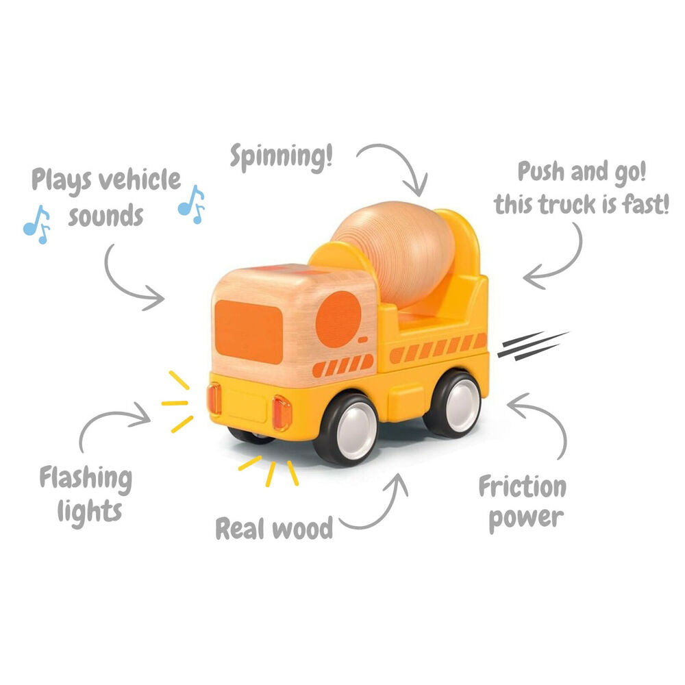 Wanborns Wooden Friction Truck Concrete Mixer With Sound And Light Kids 18m+ — image 3