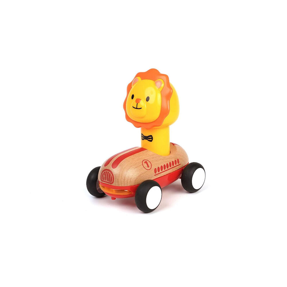 Wanborns Wooden Press Go Racer Lion With Sound And Light Children/Kids 18m+