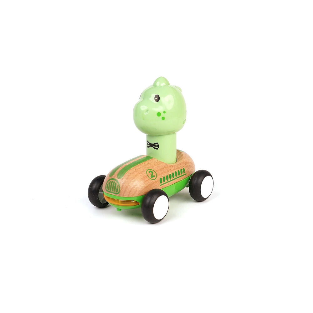 Wanborns Wooden Press Go Racer Dinosaur With Sound And Light Kids/Children 18m+