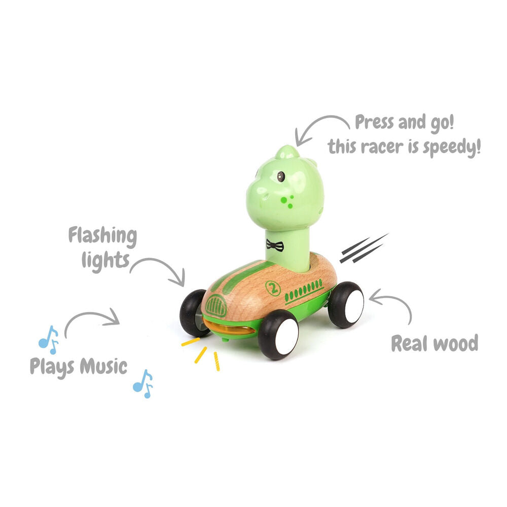 Wanborns Wooden Press Go Racer Dinosaur With Sound And Light Kids/Children 18m+ — image 3